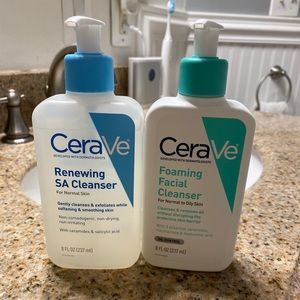 CeraVe renewing SA cleanser & foaming cleanser